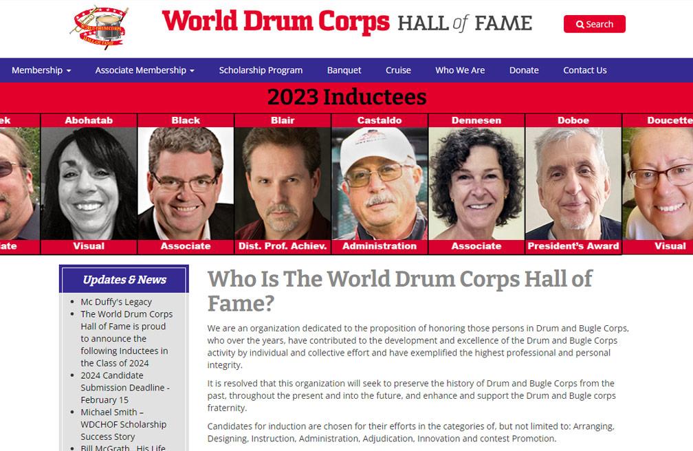 World Drum Corp. Hall of Fame website project by MAjor Designs