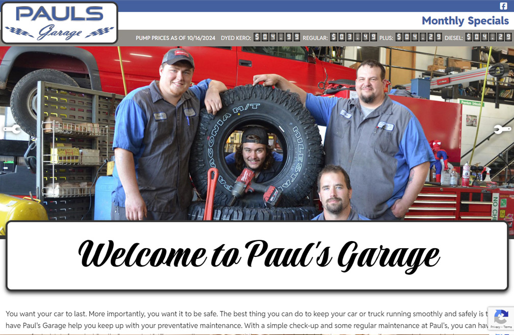 Paul’s Garage website project by MAjor Designs