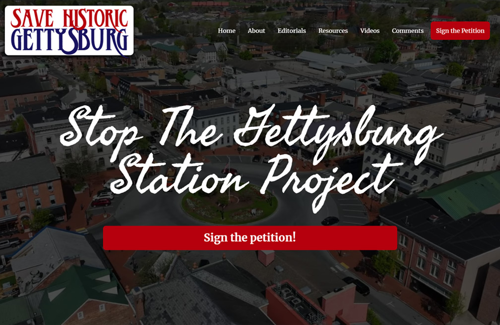 Save Historic Gettysburg website project by MAjor Designs