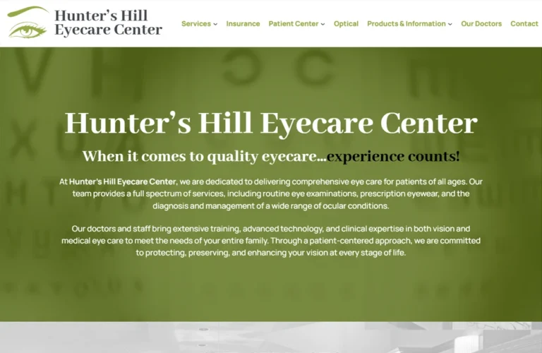 Hunters Hill Eyecare Center website project by MAjor Designs